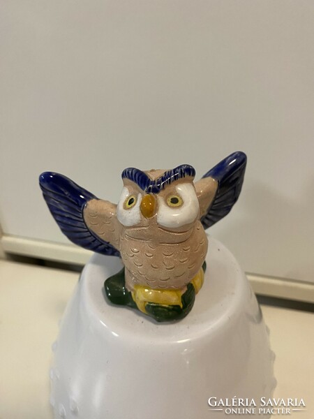 Glazed owl ceramic 6 cm (from collection)