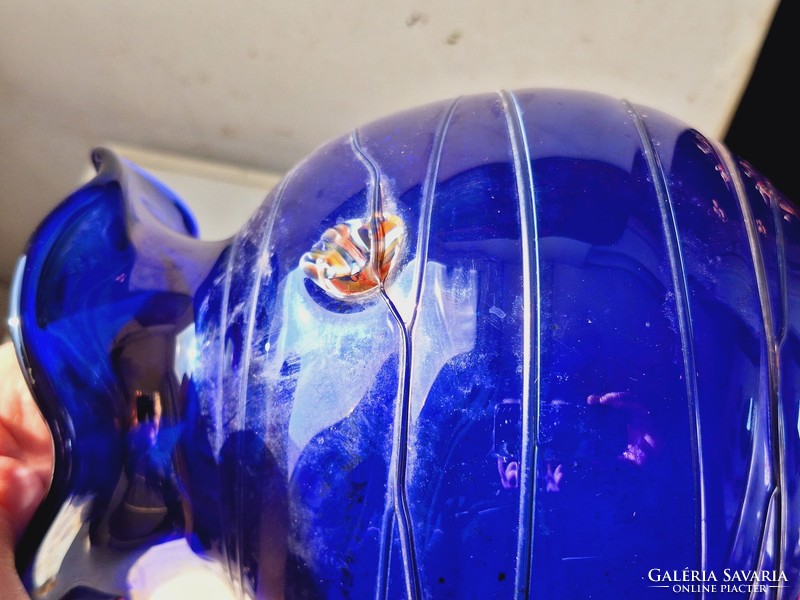 Very rare blue iridescent marked several times 19cm Ferdinand Poschinger midcentury Jugendstil glass vase