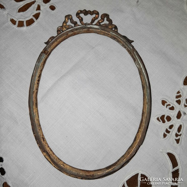 Antique bow oval copper photo frame - 13.5 cm x 9.5 cm - art@decoration