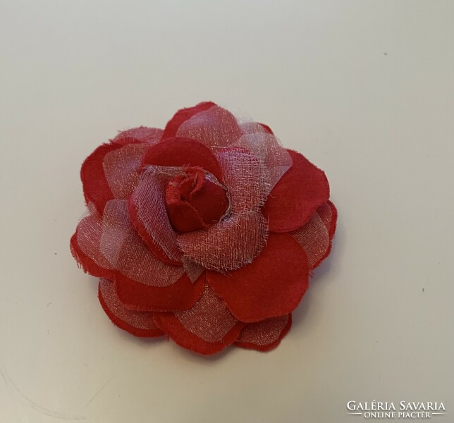 Új kézműves nagy 9 cm es piros virág rózsa 3D réteges hajcsat bross kitűző haj csat csatt hajcsatt