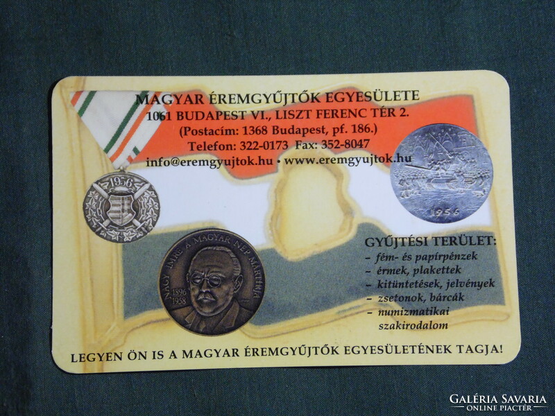 Card calendar, Hungarian medal collectors' association, Budapest, numismatics, 2006, (6)