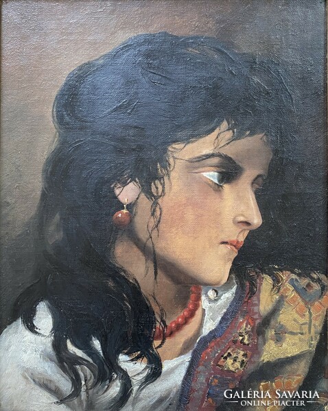 Gypsy girl portrait - oil on canvas