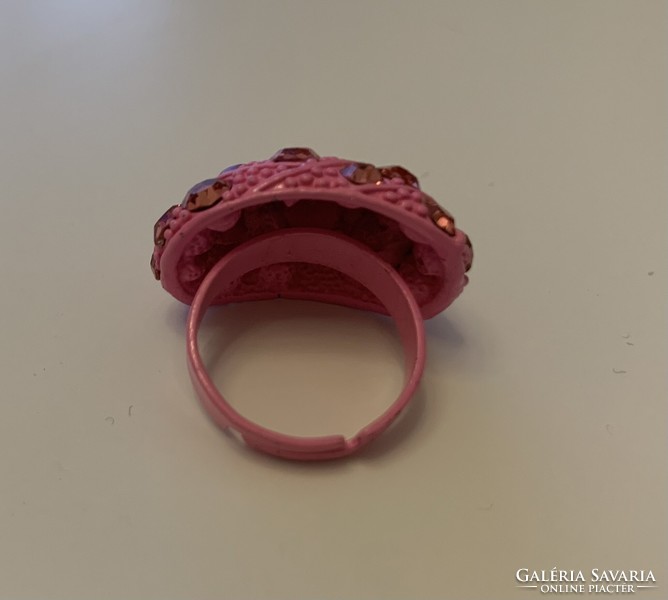 Giant pink stone adjustable cocktail ring cocktail ring with 2.5 cm head
