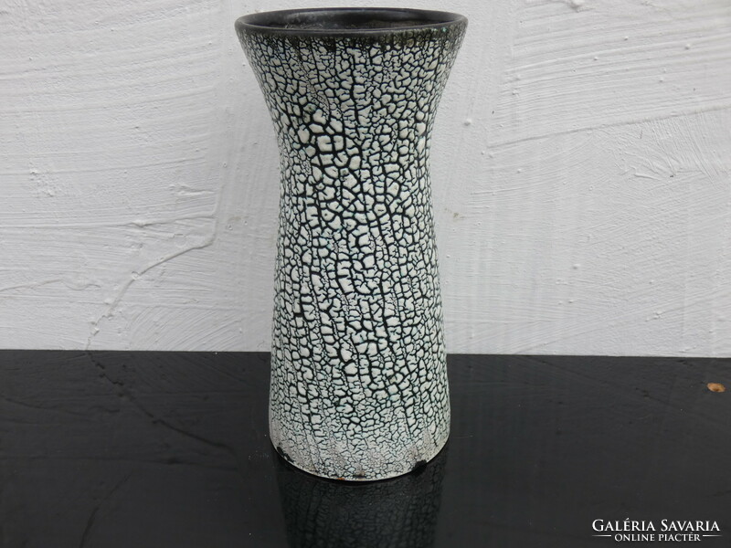 Károly Bán's cracked glazed applied art vase from the 1960s
