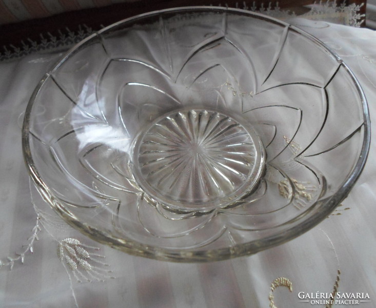 Retro / vintage üvegtál, vastag üveg asztalközép, mély tál (salátás, kompótos) 4.