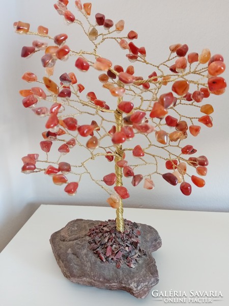 23 cm-es szerencsefa/ékszerfa karneol kövekkel