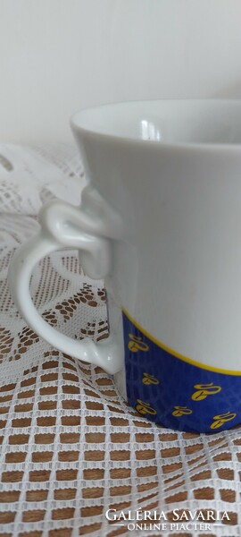 1 db Hollóházi  kék- arany kávészemes Tchibo bögre + GRATISZ 1 db Zsolnay Tchibo pohár-hajszálrepedt