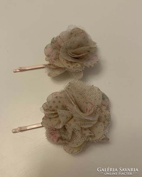 Álomszép új 2 db Zenner finom romantikus pasztell rózsás csavart rózsa hajcsat csat