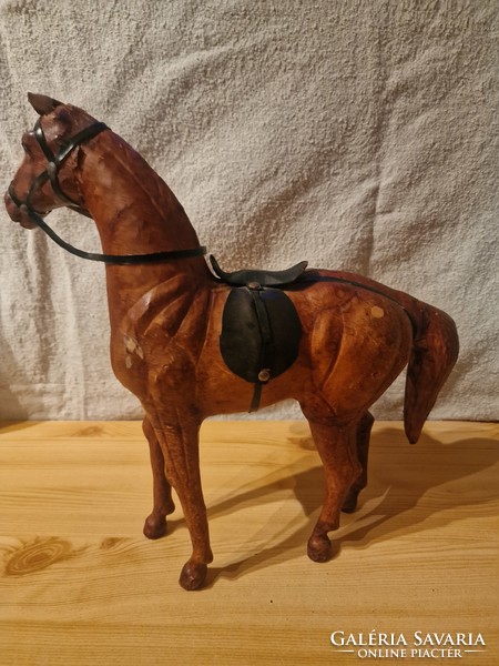 Horse statue covered in leather