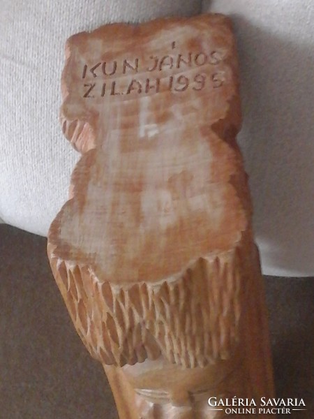 Transylvanian uncle with a pipe - wood carving, marked