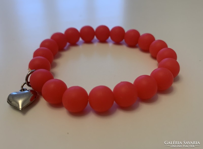 New interesting silicone ball strawberry silver color heart charm zuszuk bangle bracelet