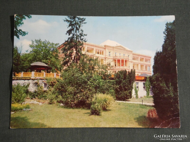Képeslap, Balatonfüred, Állami szívkórház, kastély látkép részlet