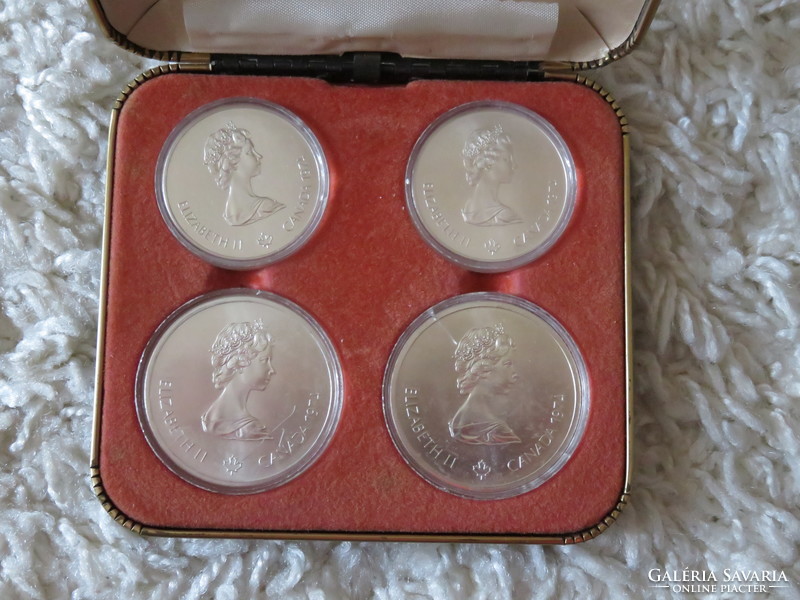 Canada, ii. Erzsébet 2 each Montreal Olympic silver 5 and 10 dollars in original gift box