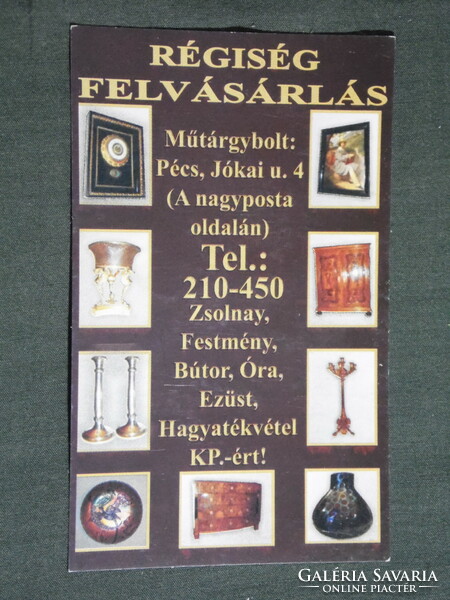 Card calendar, purchase of antiques, art store, Pécs, 2005, (6)