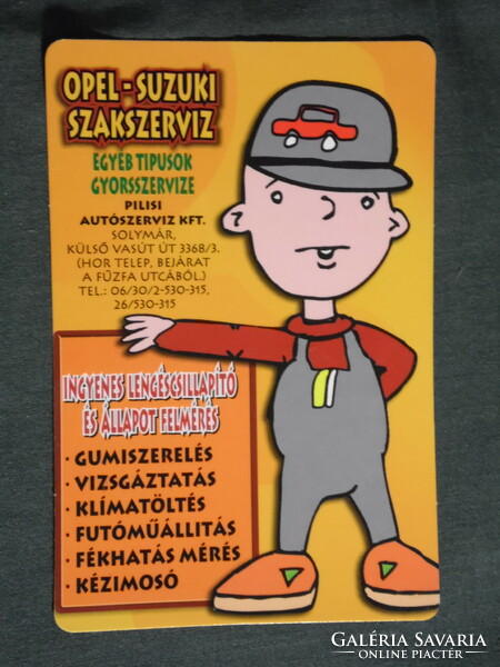 Kártyanaptár, Opel Suzuki szakszerviz, Solymár, grafikai rajzos, reklám figura, 2006, (6)