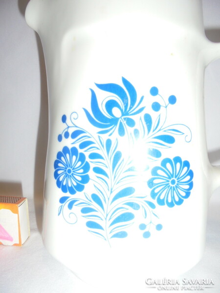 Retro lowland porcelain blue, folk motif patterned jug, jug, spout