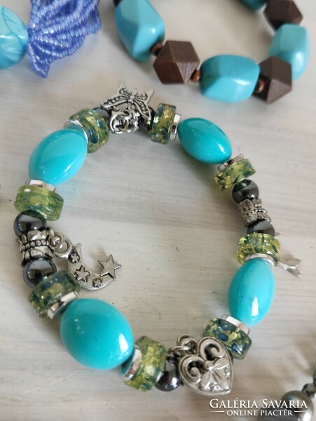 7 pcs retro turquoise bisque bracelet and necklace package