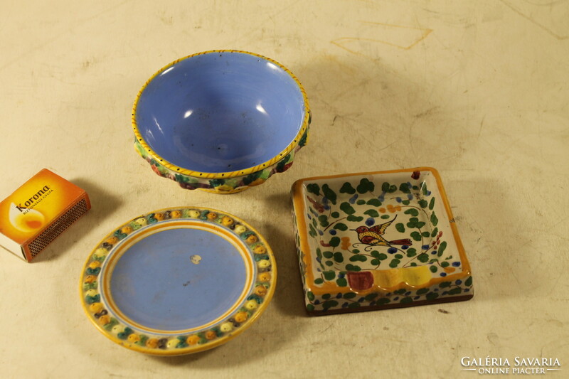 Marked majolica bowl, ashtray and plate 861