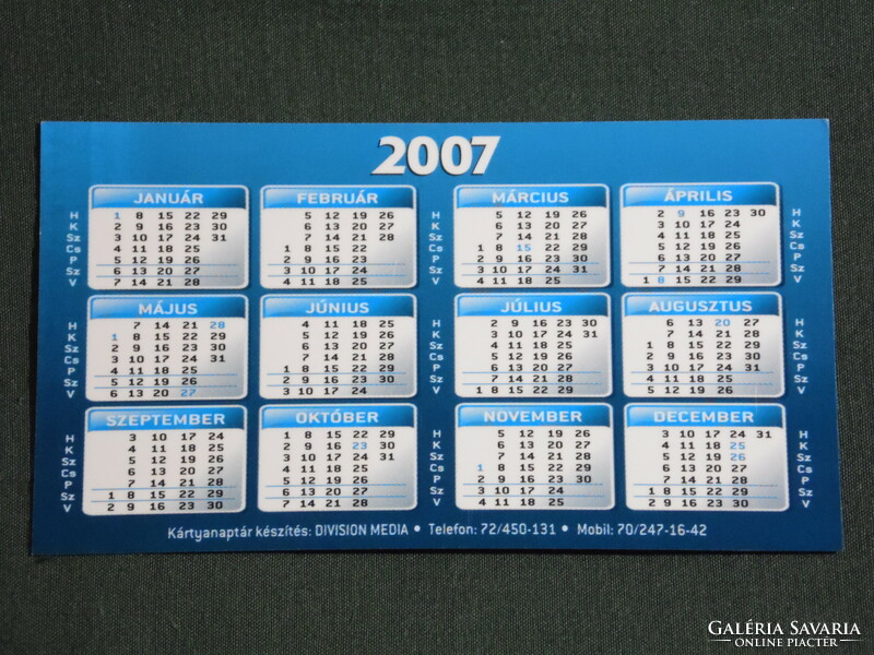 Card calendar, smaller size, fordan center, billiards club restaurant, Pécs, 2007, (6)