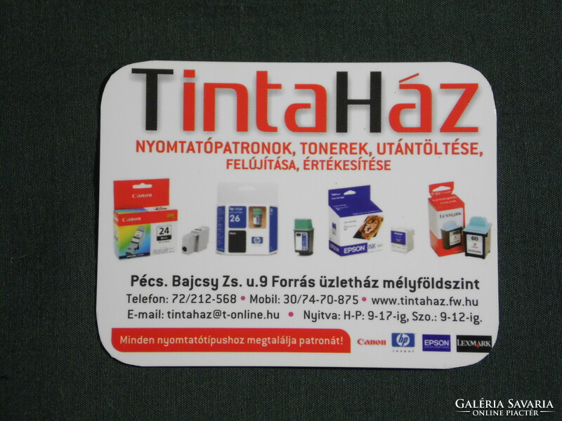 Kártyanaptár, kisebb méret, Tintaház nyomtatópatron üzlet, Pécs,2007, (6)