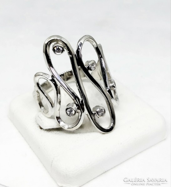 Art Deco stílusú köves, ezüst női gyűrű, kért méretre készítve