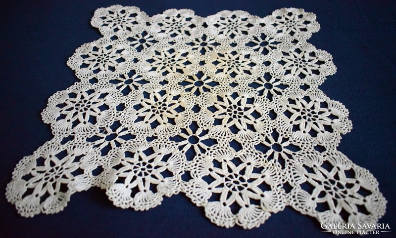 Crocheted needlework lace tablecloth 31 x 31 cm