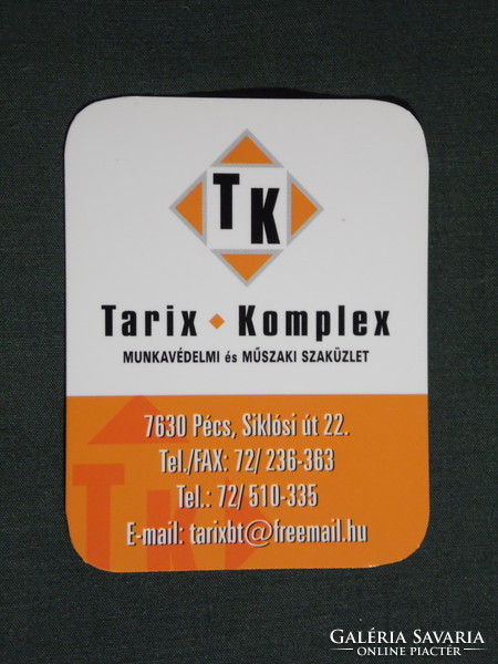 Kártyanaptár, kisebb méret, Tarix Komplex munkavédelmi műszaki üzlet,Pécs, 2007, (6)