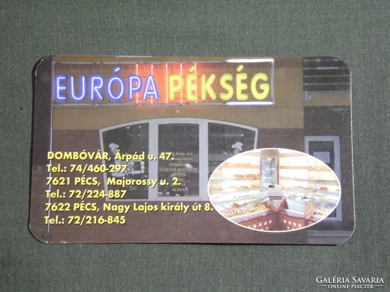 Kártyanaptár, Európa pékség üzletek, Pécs, Dombóvár, 2007, (6)