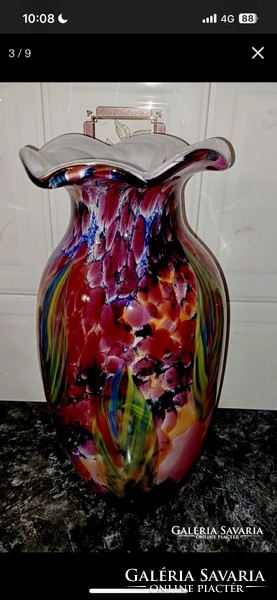Muranói váza egyedi, csodálatos színekkel, nagy méretben