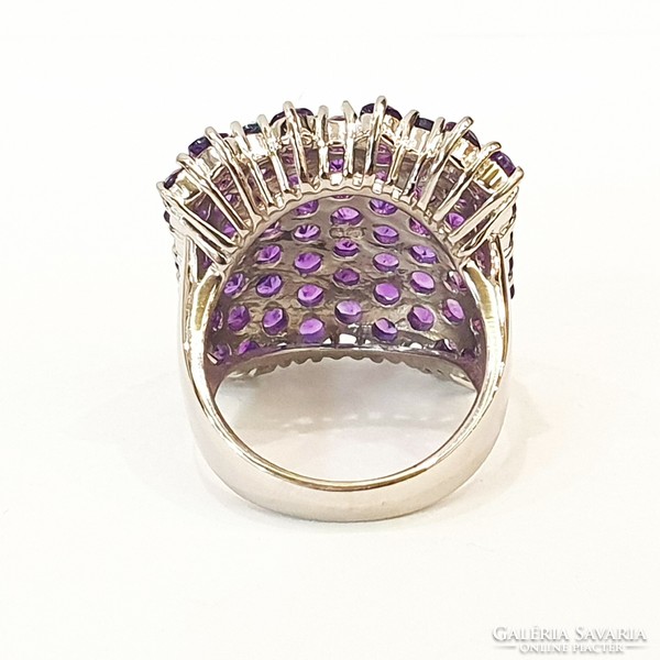925 ezüst Gyűrű valódi Ametiszt drágakövekkel