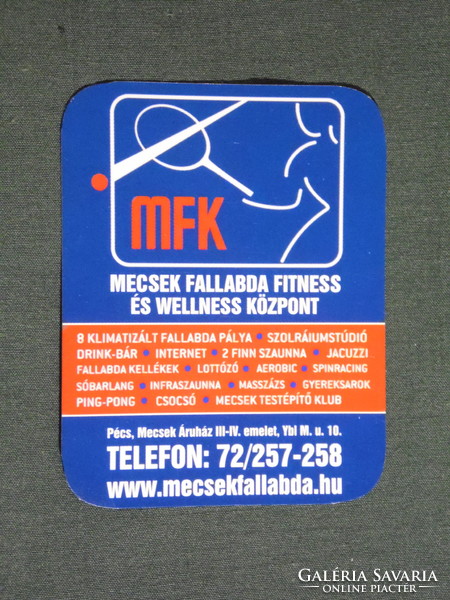 Kártyanaptár, kisebb méret, MFK Mecsek fallabda központ, Mecsek Pláza Pécs, 2007, (6)