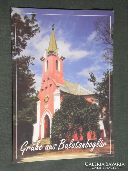 Postcard, balatonboglár, church skyline detail