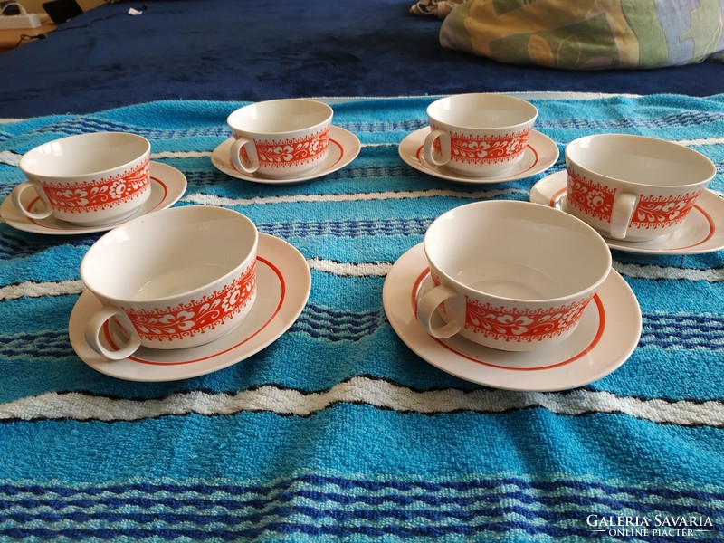 Retro Alföldi porcelán teás csésze szett 6 személyes