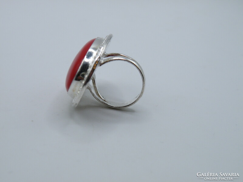 Uk0242 elegant red stone silver 925 ring size 52 1/2