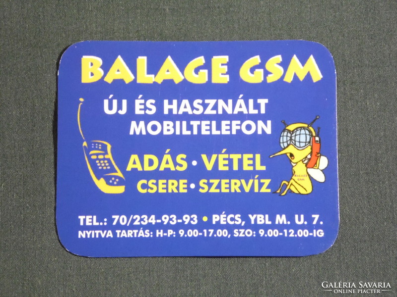 Kártyanaptár, kisebb méret, Balage GSM mobiltelefon üzlet, Pécs, 2007, (6)