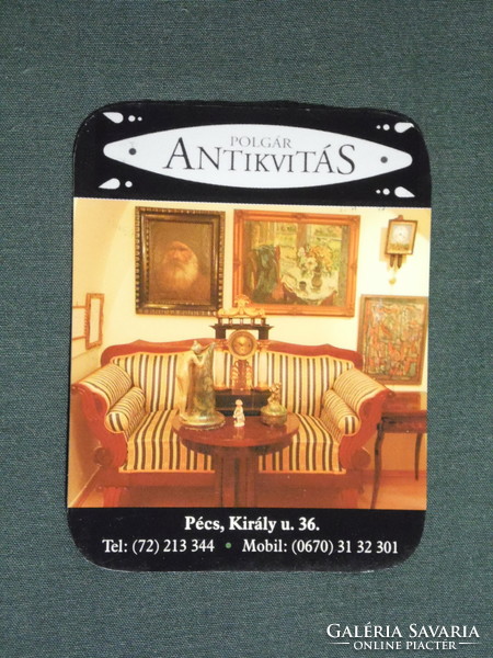 Card calendar, smaller size, Burgher antiques antique store, Pécs, 2007, (6)