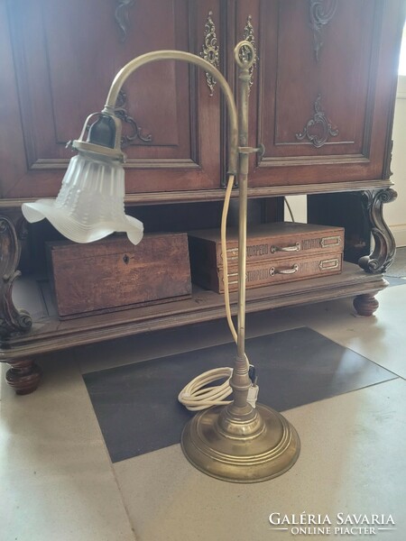 Antik réz íróasztali bankár lámpa