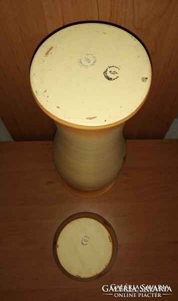 Marked ceramic vase and bowl in one - 36 cm, 10 cm (w)