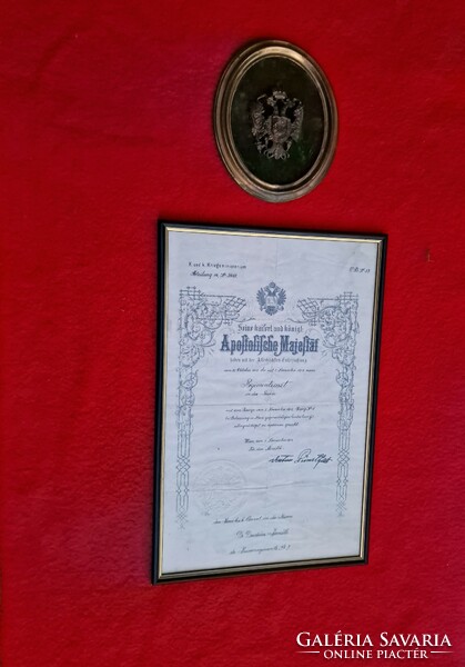 Austro-Hungarian appointment certificate + Csákó coat of arms