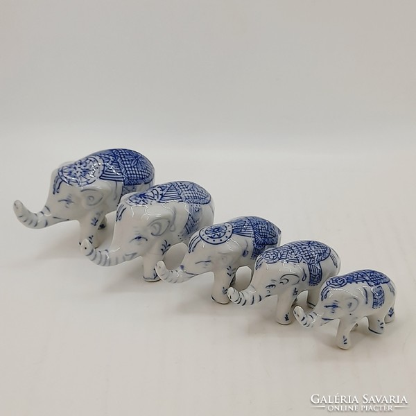 Ritka vintage kínai szerencsehozó elefántok, 5 db egyben