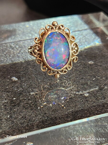 Gold opal cocktail ring