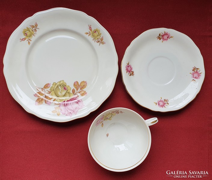 Porcelain coffee tea breakfast set cup saucer small plate plate with flower pattern
