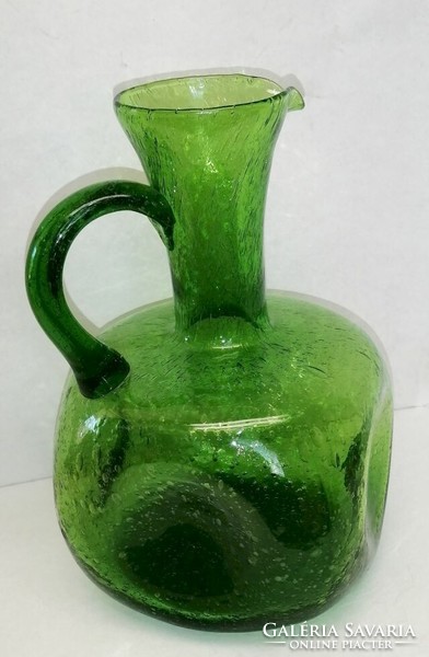 Retro glasswork artefact. Jug with fluted sides and a rich bubble insert