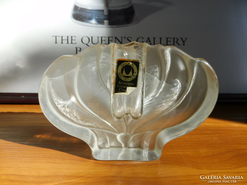 Walther glass vintage lotus block vase with original label