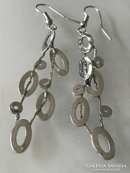Modern earrings with lens-shaped elements, 8 cm long