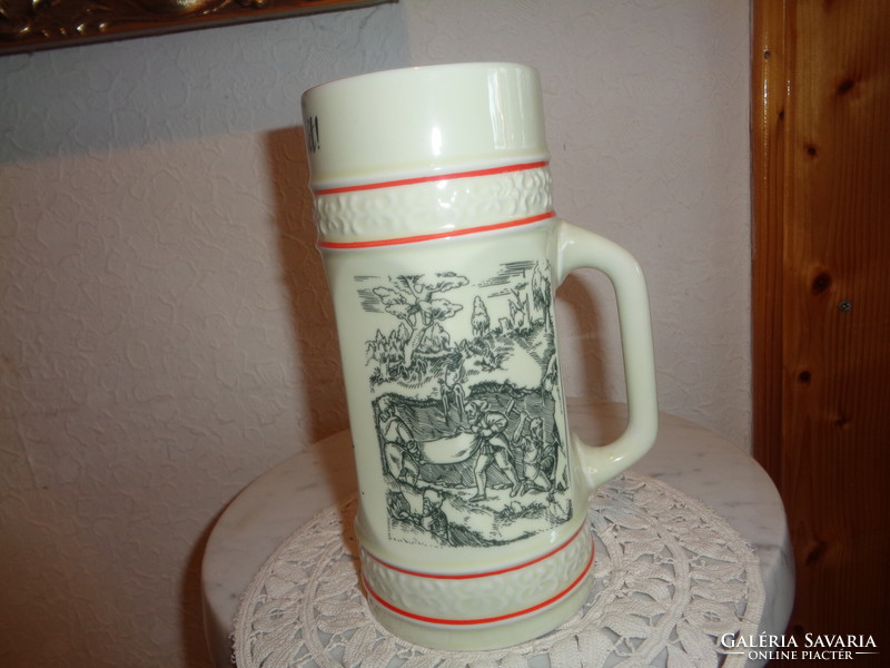 Miner's mug, souvenir from your colleagues, Hóllóháza porcelain