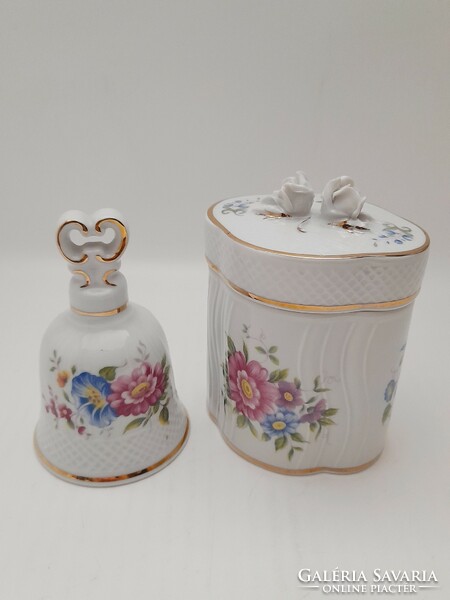 Ravenclaw patterned porcelain bell and lidded container with rose holder