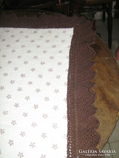 Beautiful handmade crocheted small floral woven tablecloth