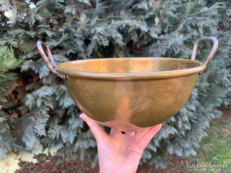 Old copper foam bowl, thicker type, solid brass confectionary accessory, easy to use piece, 864 g.