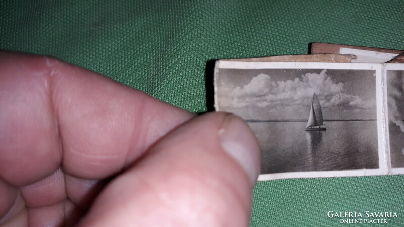 Régi festett fa burkolatú BALATON - SIÓFOK miniatűr belül leporellós emlék fotó album képek szerint